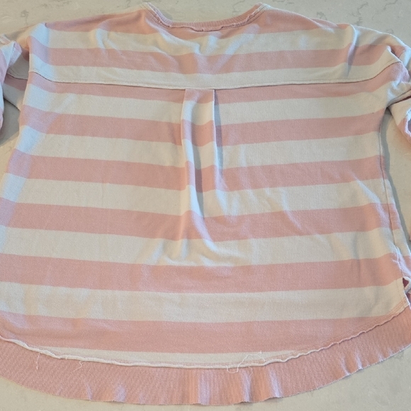 crown & ivy Pink‎ and White Striped Sweatshirt - Picture 6 of 9